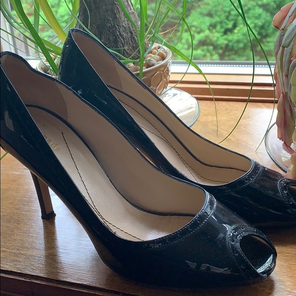 Kate Spade Black Peep Toe Heels. Size 8. - Picture 1 of 6